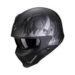 Mentoniera Removibile Casco Scorpion Covert X Tattoo Nero Opaco Argento