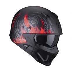 Mentoniera Removibile Casco Scorpion Covert X Tattoo Nero Opaco Rosso -Scorpionsal Negozio scorpion covertx tattoo rosso 3