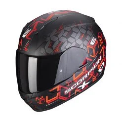 Policarbonato Casco Scorpion Exo 390 Cube Nero Opaco Rosso