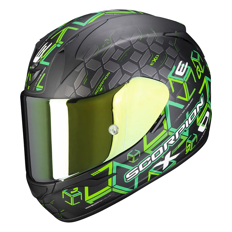 Policarbonato Casco Scorpion Exo 390 Cube Nero Verde 3 Policarbonato Casco Scorpion Exo 390 Cube Nero Verde