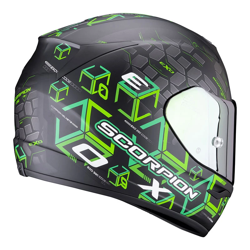 Policarbonato Casco Scorpion Exo 390 Cube Nero Verde 5 Policarbonato Casco Scorpion Exo 390 Cube Nero Verde - immagine 3
