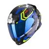 Policarbonato Casco Scorpion Exo 491 Spin Nero Blu Giallo Fluo -Scorpionsal Negozio scorpion exo491 spin blu