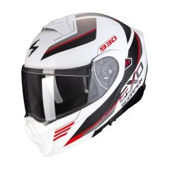 Policarbonato Casco Modulare Scorpion Exo 930 Navig Bianco Rosso