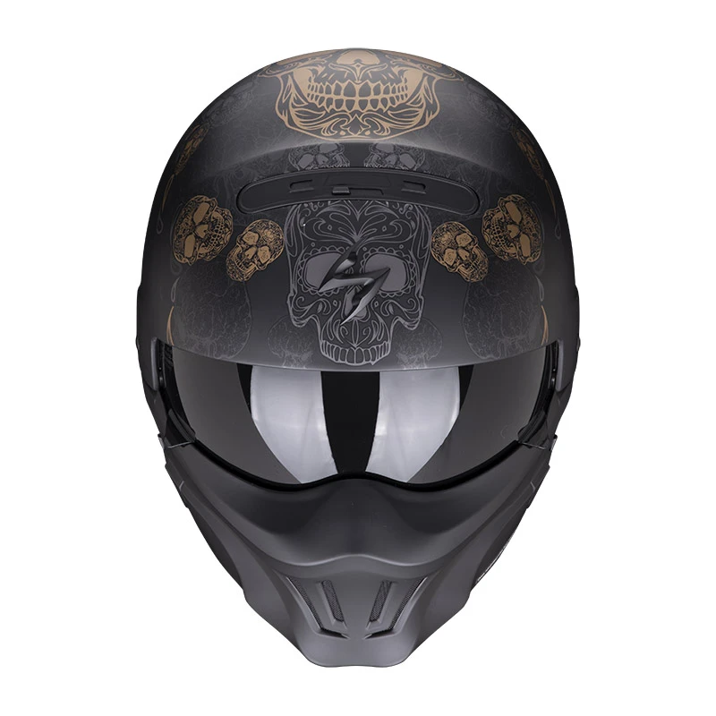 Mentoniera Removibile Casco Scorpion Exo Combat Evo Kalavera Nero Oro 4 Mentoniera Removibile Casco Scorpion Exo Combat Evo Kalavera Nero Oro - immagine 2