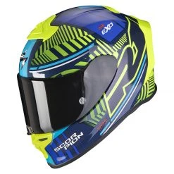 Fibra Casco Scorpion Exo R1 Air Victory Blu Giallo