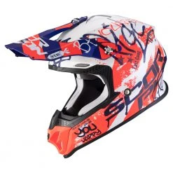 Policarbonato Scorpion Vx-16 Air Oratio Bianco Opaco Blu Rosso